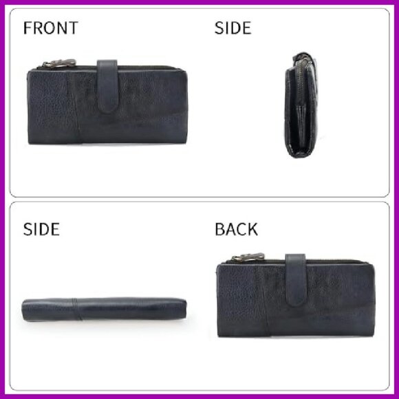 Genuine Leather Women's Wallet Large Capacity RFID Blocking Clutch - Picture 6 of 7